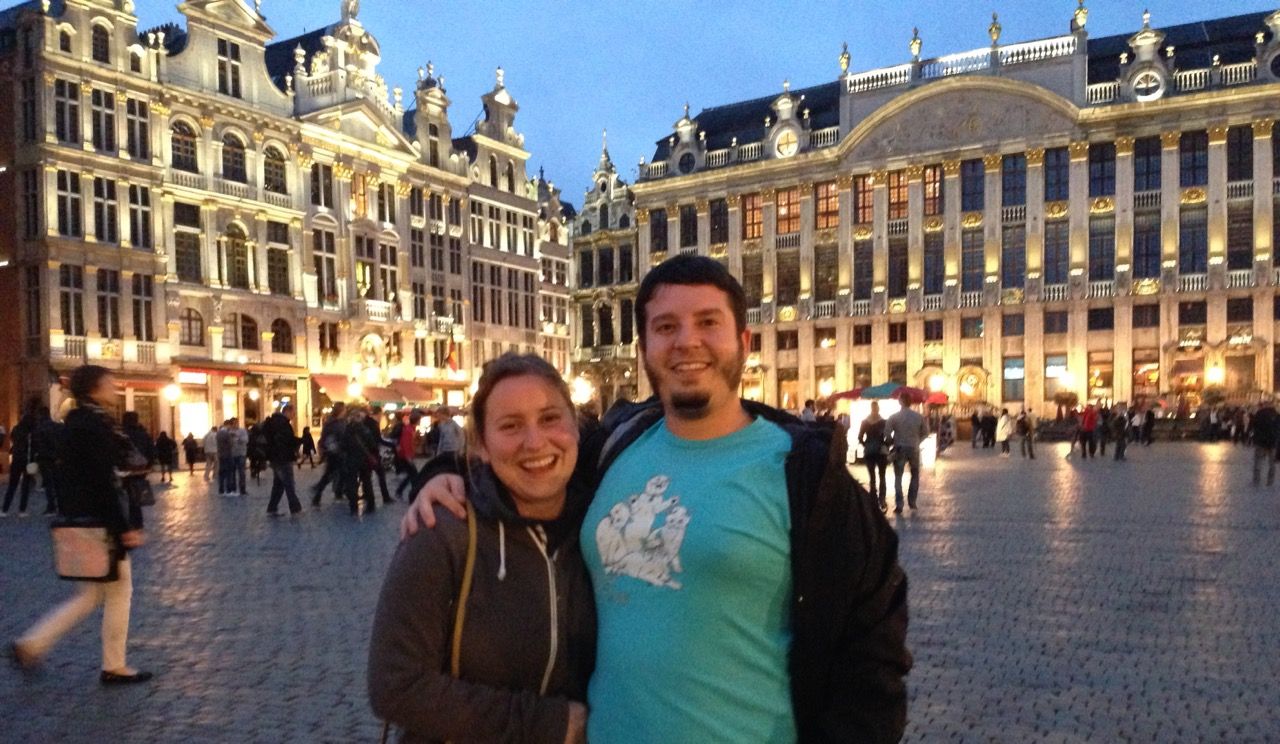 Chris and Karin in the Grand Place, Brussels.
