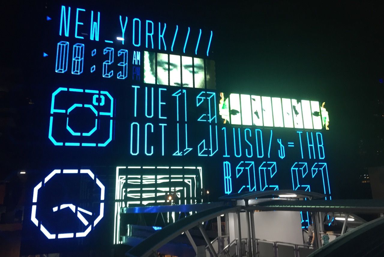A digital display covering an entire side of a building.