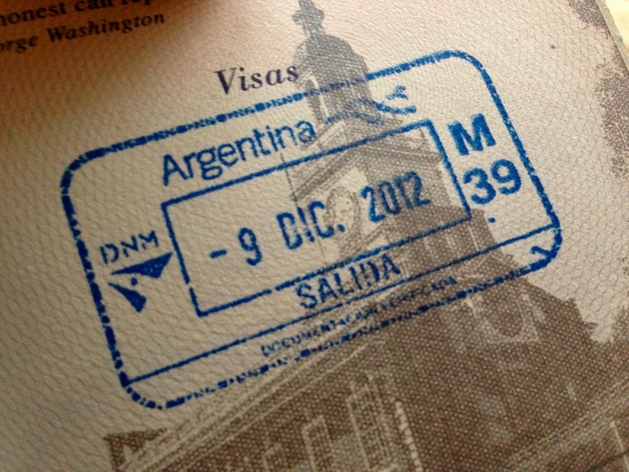 A passport stamp declaring we have left Argentina.