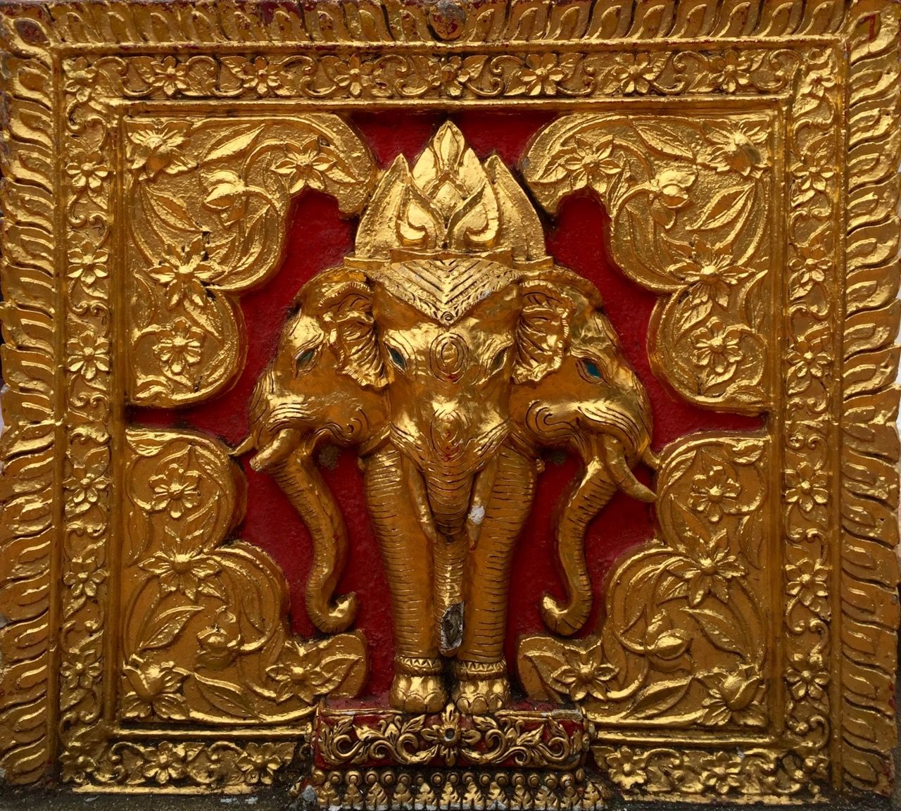 Gold decoration of elephants.