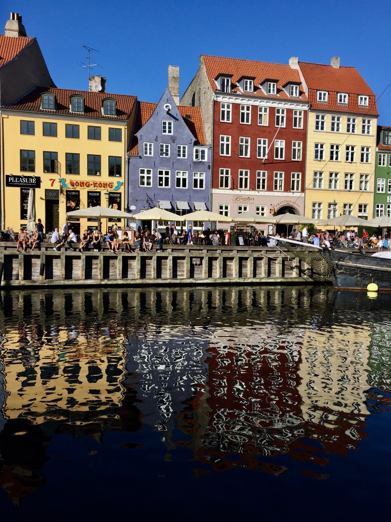 Colorful houses along Nyhavn docks.