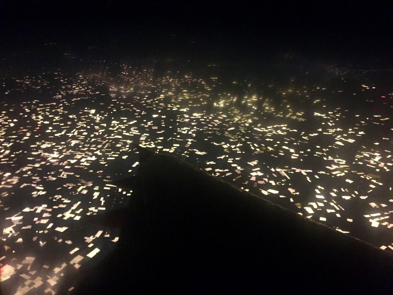 Geometric lights as seen from an airplane.