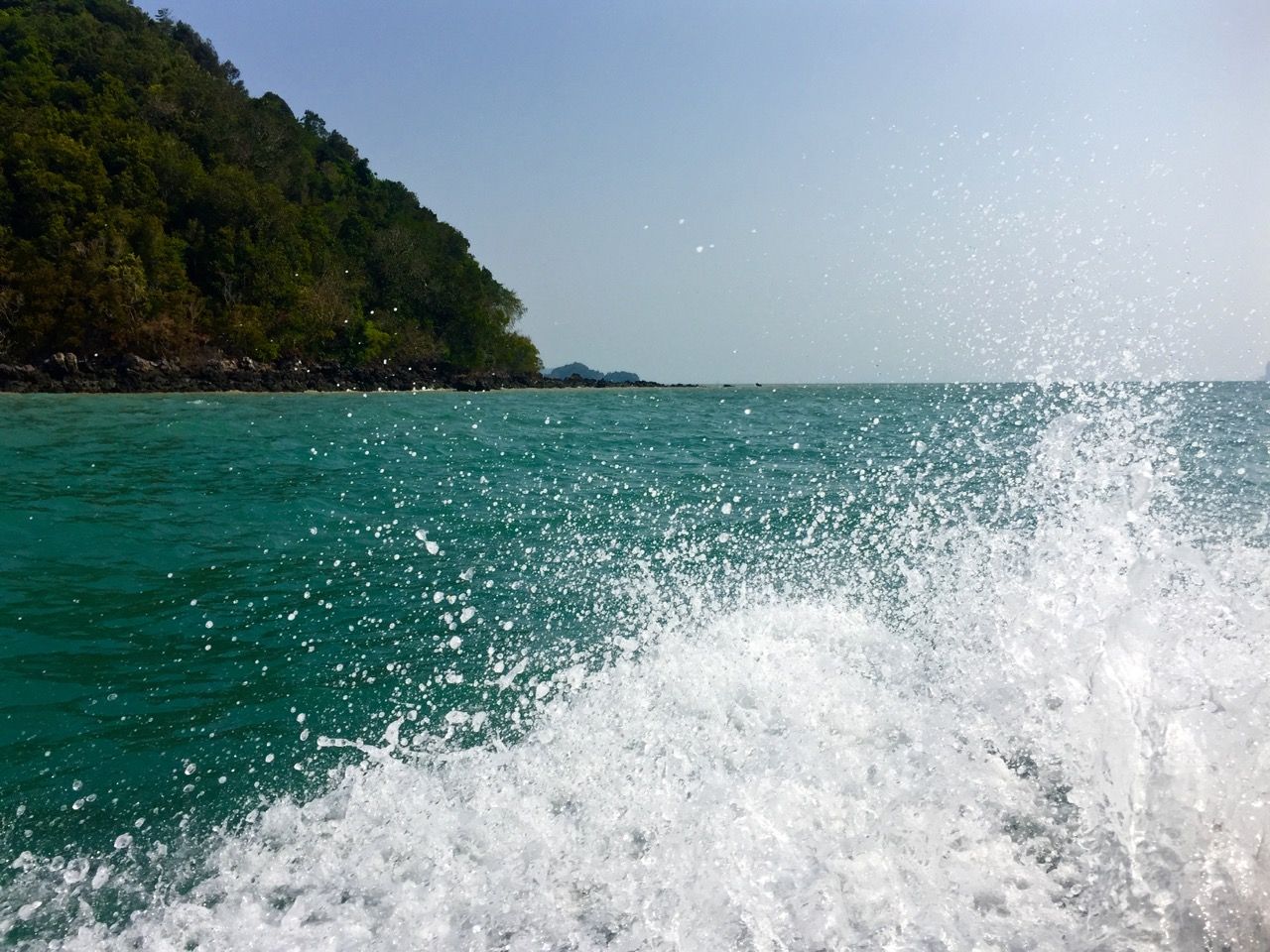 Spray from a boat.