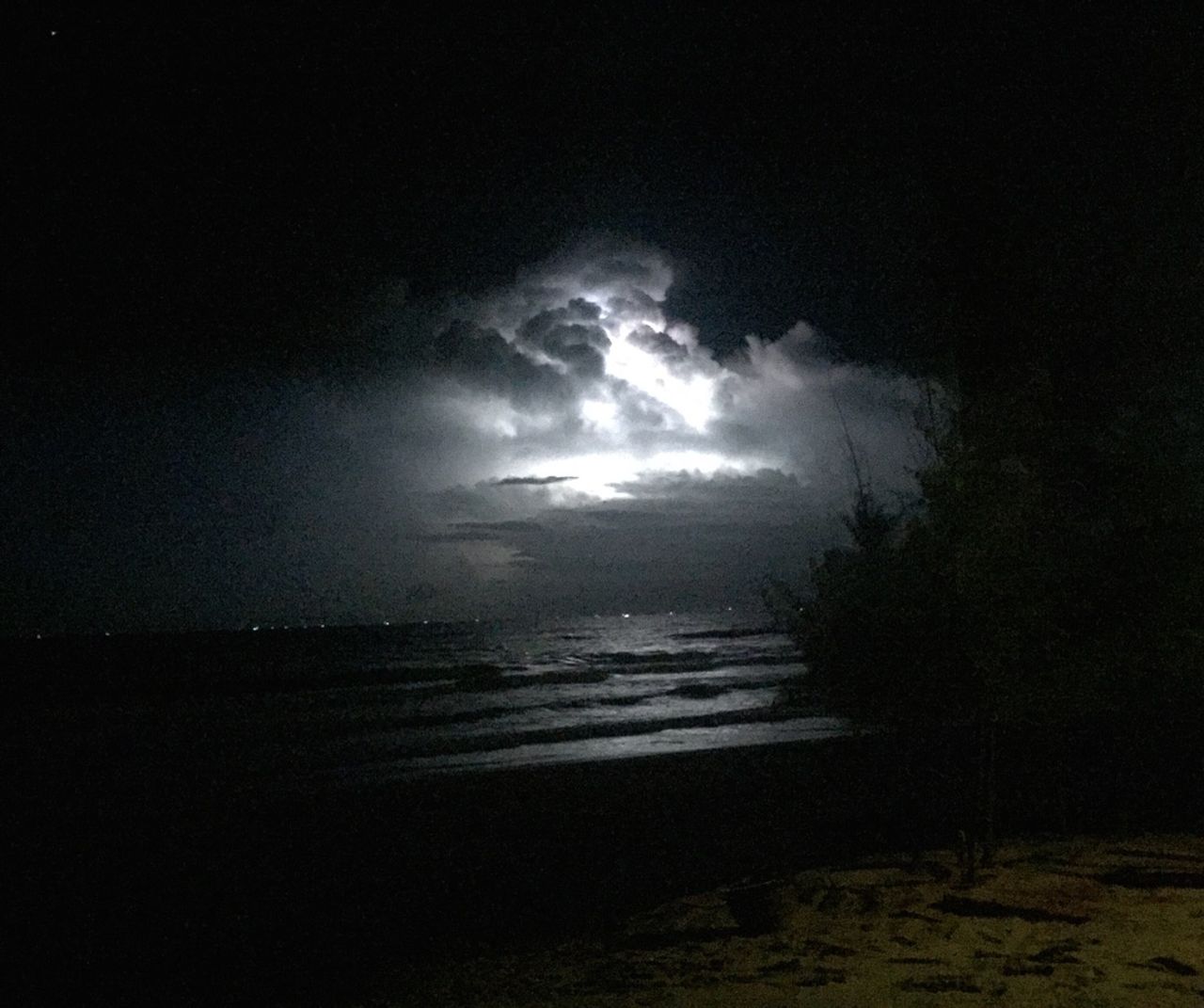 Lightning storm at night.