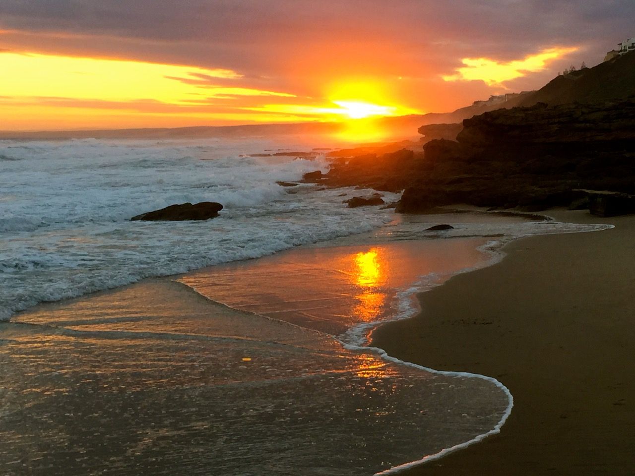 A sunset on the beach.