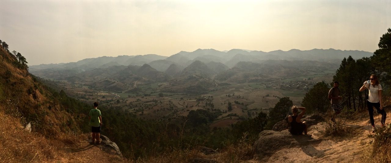 Panoramic of a valley from a high viewpoint.