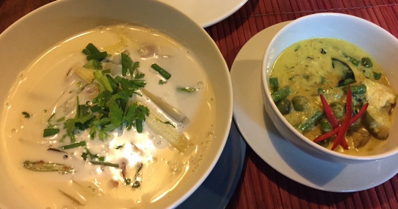 Tom Kha Gai and green curry.