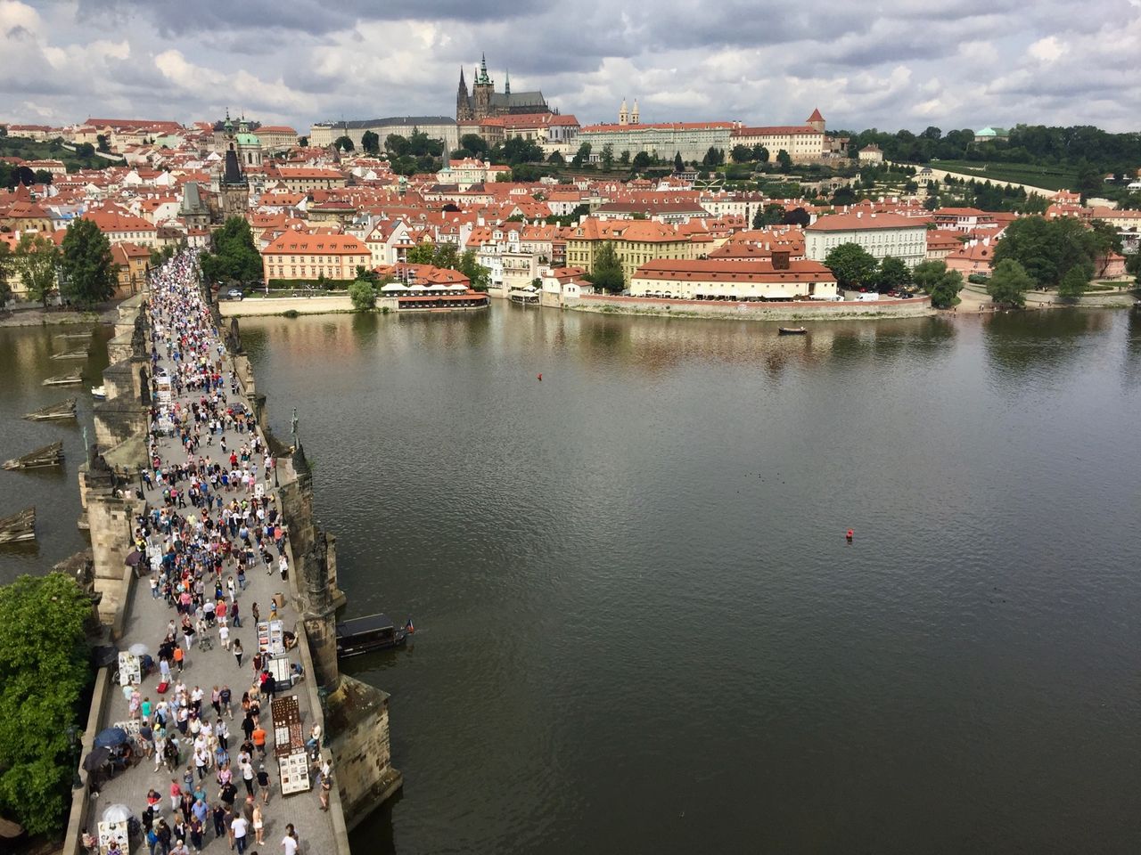 West-facing view over Charles Bridge from the Old Town Tower.