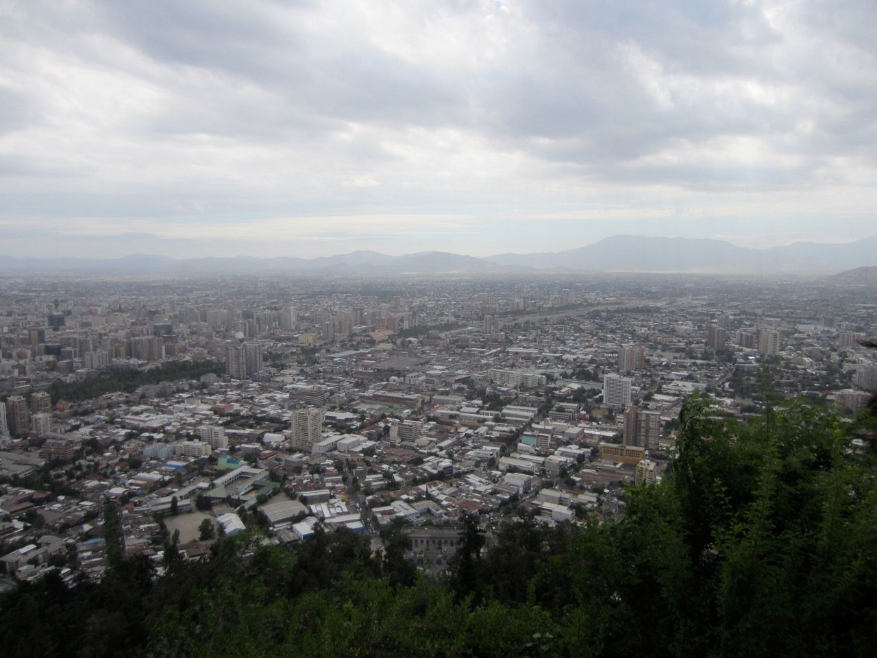 Overlooking Santiago from atop a hill.
