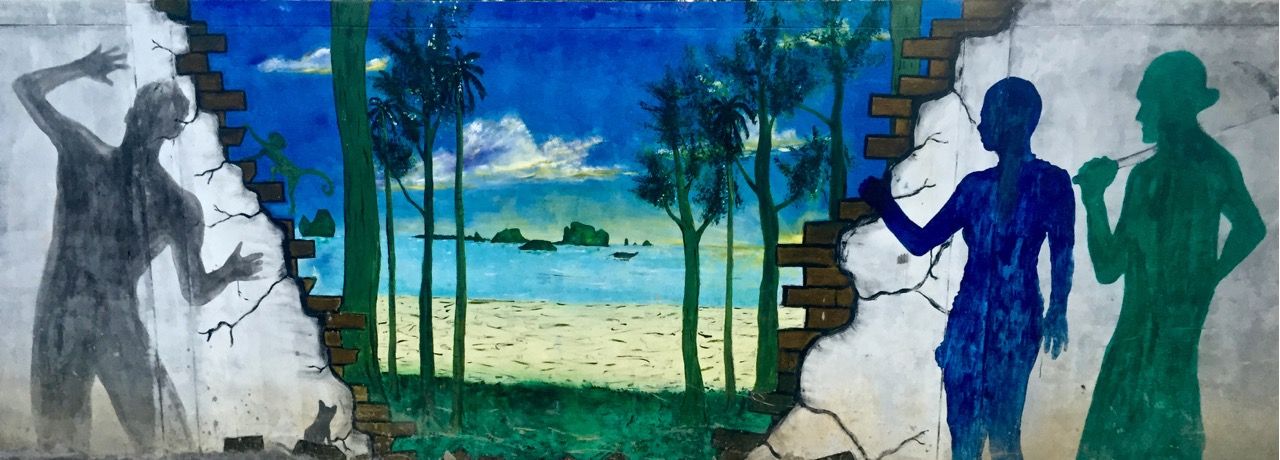 Mural depicting the road to the beach.