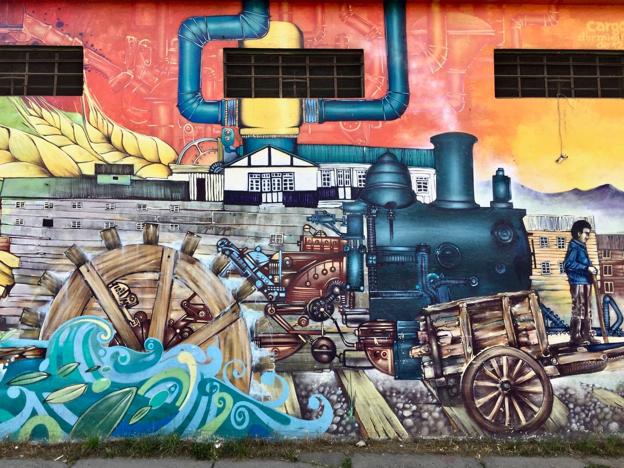 Graffiti of a steam engine.
